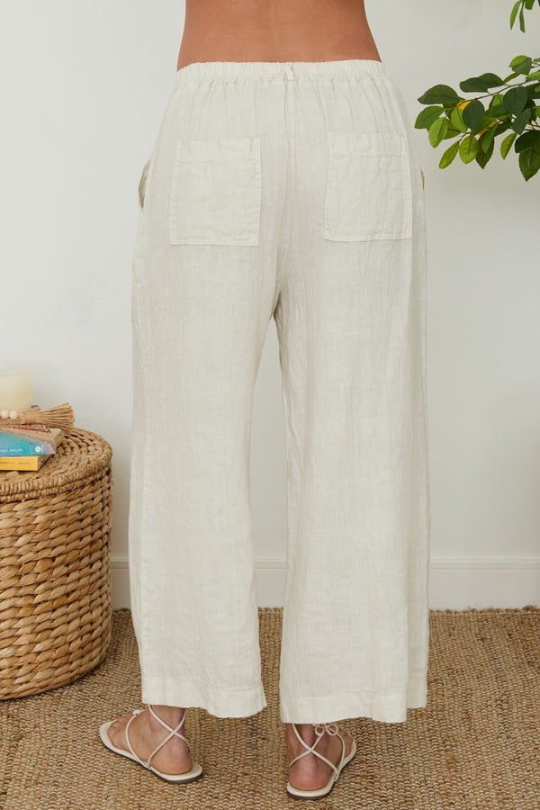 Gwen Linen Gaucho Trouser Pants I Beige