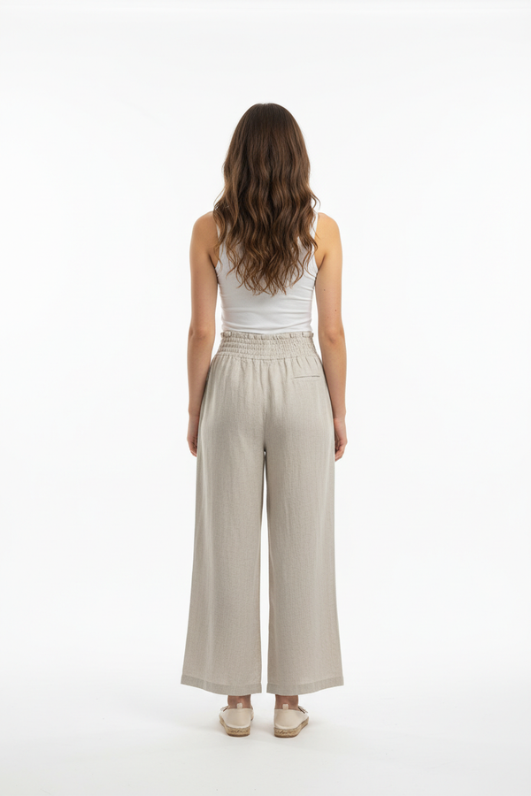Patty Pallazo Linen Pant I Almond