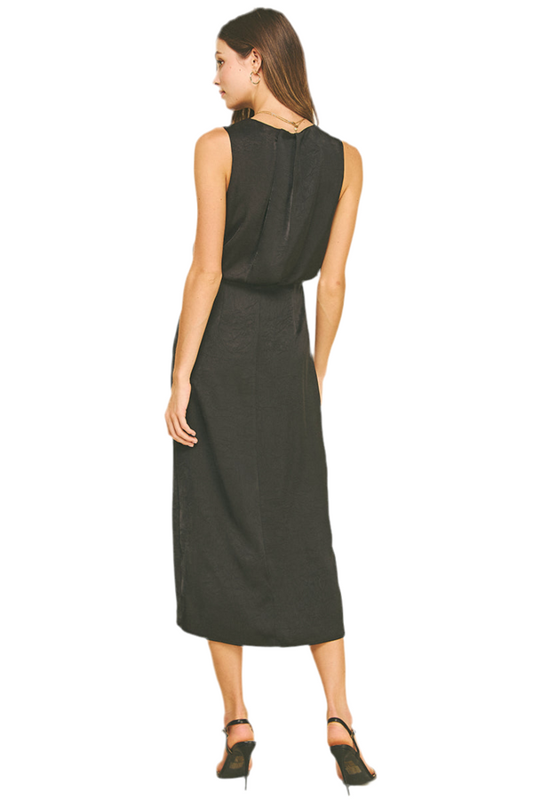 Sienna Side Slit Midi Dress I Black