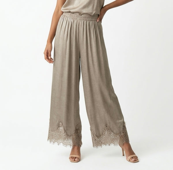 Lennon Lace Trim Cropped Pants I Mocha