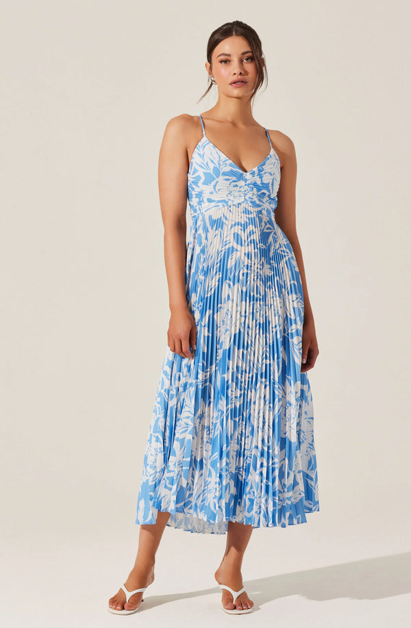 Blythe Midi Dress I Blue Floral