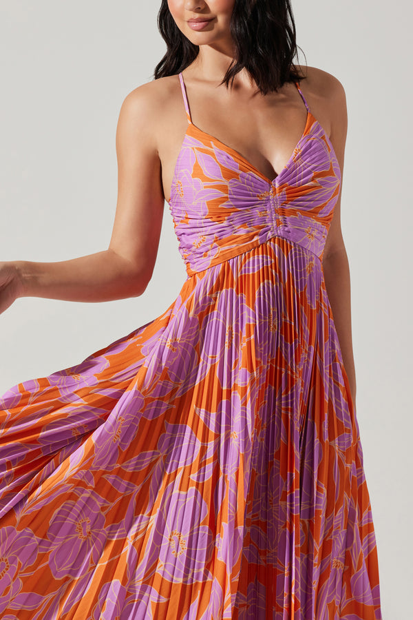Blythe Midi Dress I Orange Purple Floral