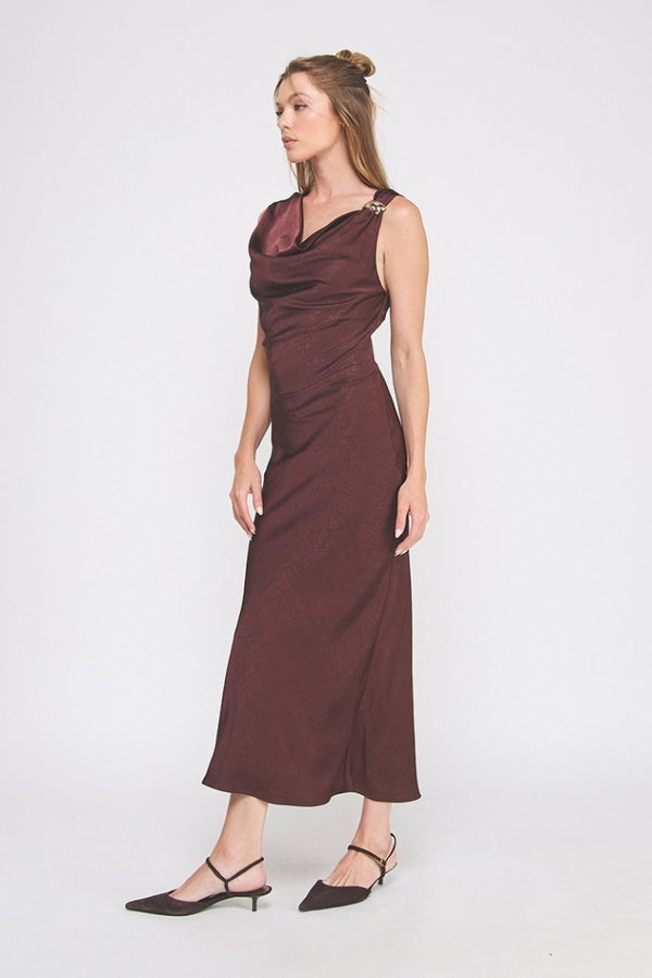 Dara Draped Midi Dress I Dark Fig