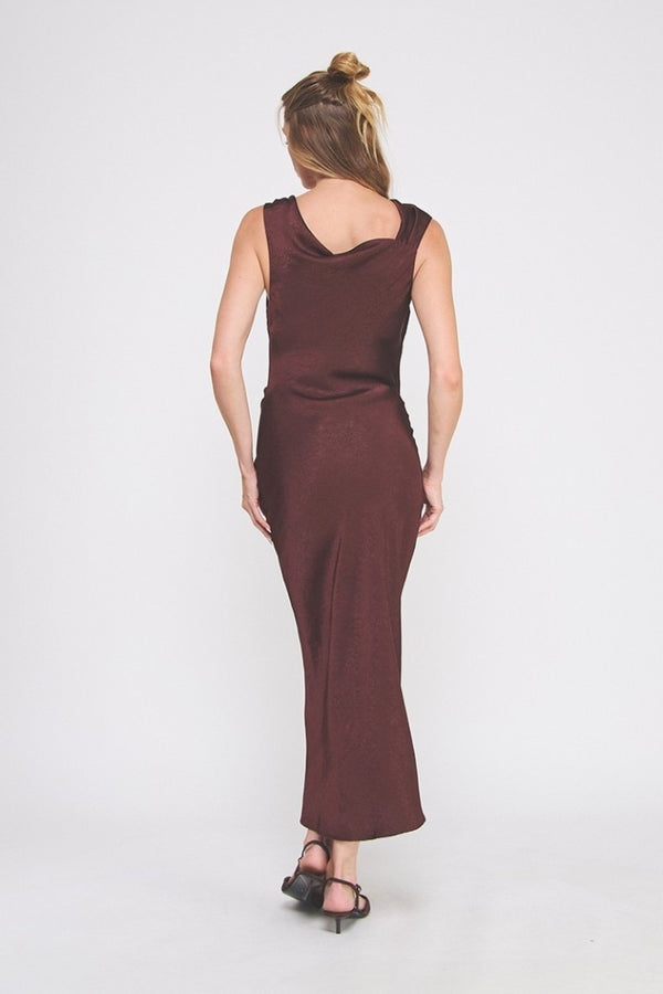 Dara Draped Midi Dress I Dark Fig