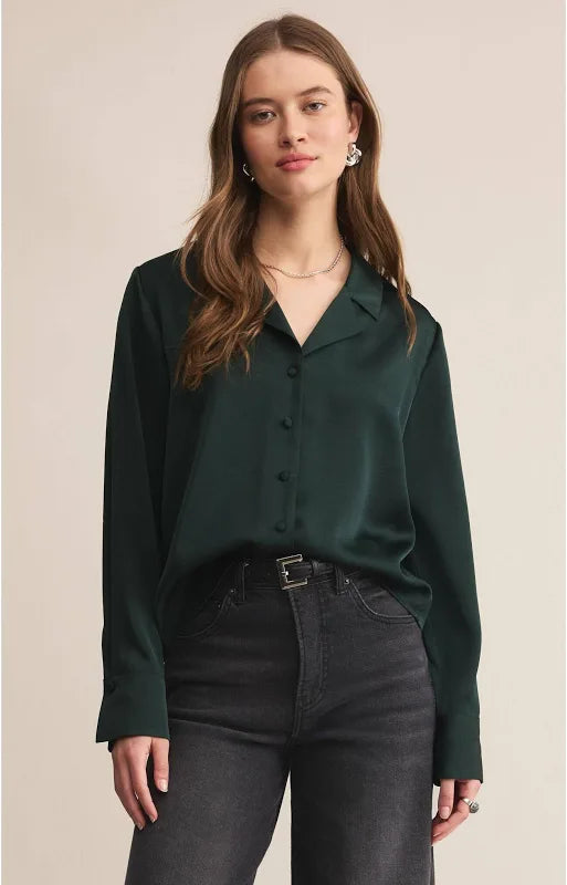 Ana Satin Top I Garland Green
