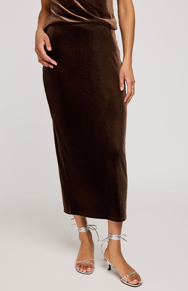 Dahlia Velvet Skirt I Brown