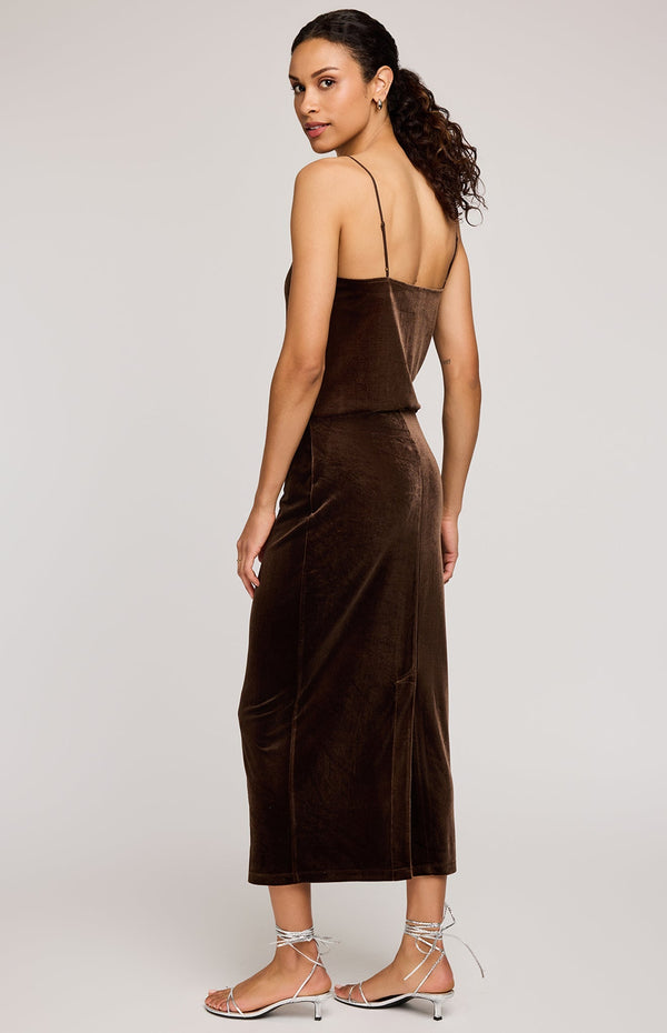 Dahlia Velvet Skirt I Brown