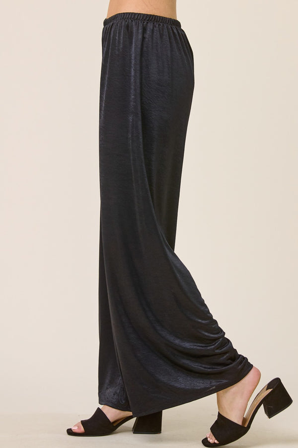 Wyn Satin Wide Leg Pant I Black