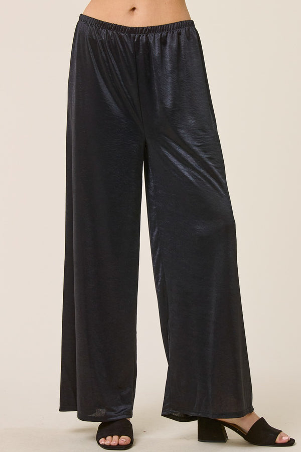 Wyn Satin Wide Leg Pant I Black