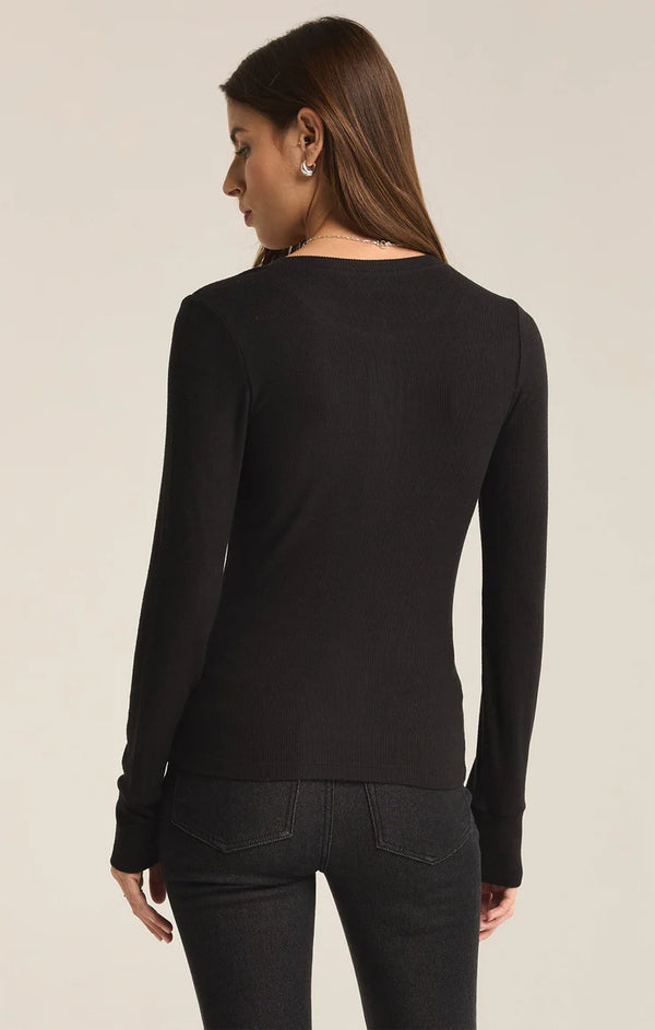 Scarlett Rib Henley I Black