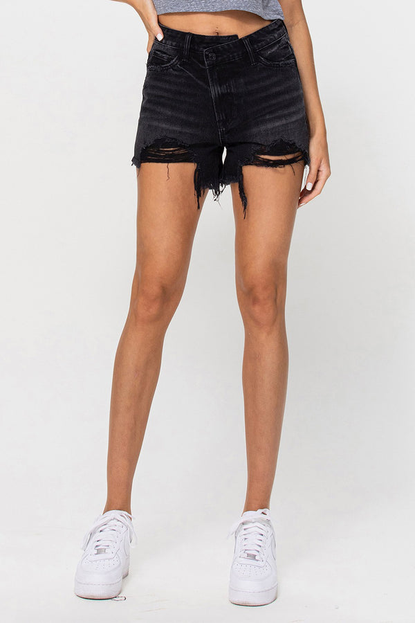 Cross Over Denim Shorts