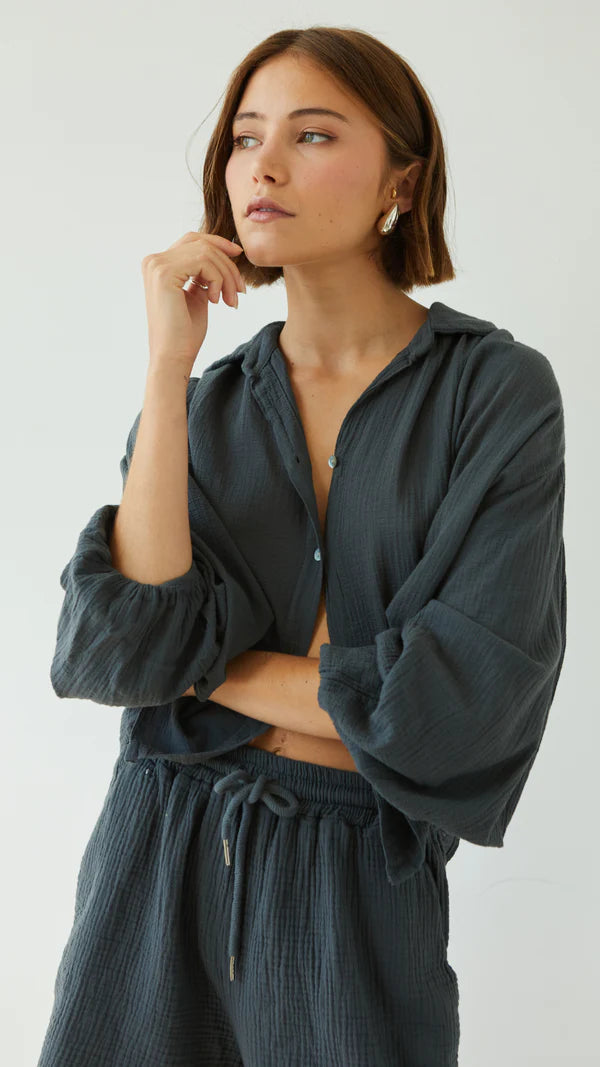 Aida Cotton Gauze Shirt I Anthracite