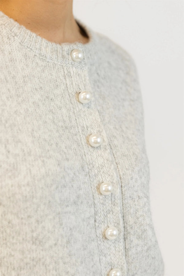 Aisha Pearl Cardigan I Light Grey