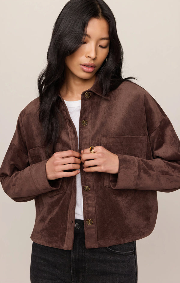 All Day Cropped Faux Suede Jacket