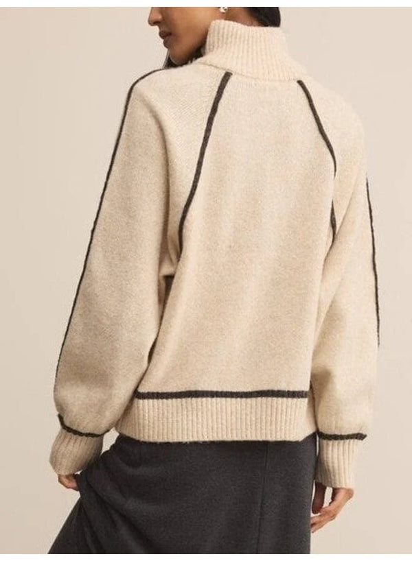 Alps Half Zip Sweater I Light Oatmeal