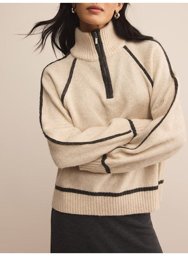 Alps Half Zip Sweater I Light Oatmeal