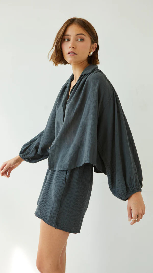 Aida Cotton Gauze Shirt I Anthracite