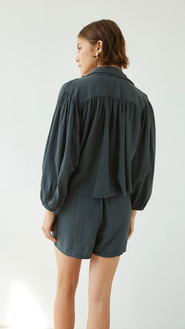 Aida Cotton Gauze Shirt I Anthracite