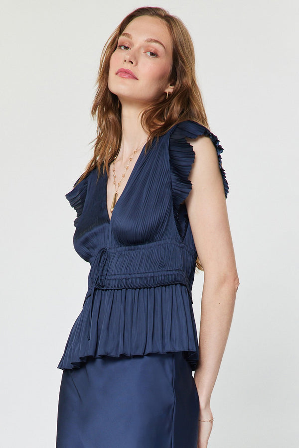 Payton Peplum Blouse I Navy