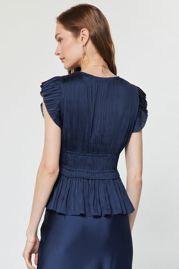 Payton Peplum Blouse I Navy