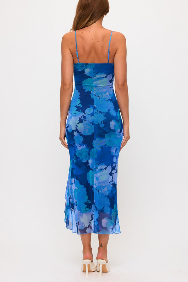Blue Garden Mesh Dress