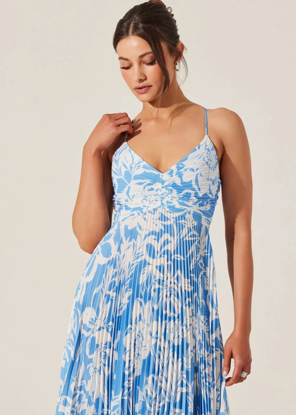 Blythe Midi Dress I Blue Floral