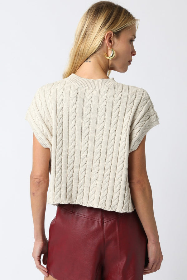 Alina Cable Knit Sweater Vest I Oatmeal