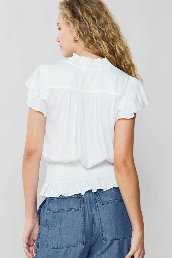 Grace Flutter Sleeve Blouse I White
