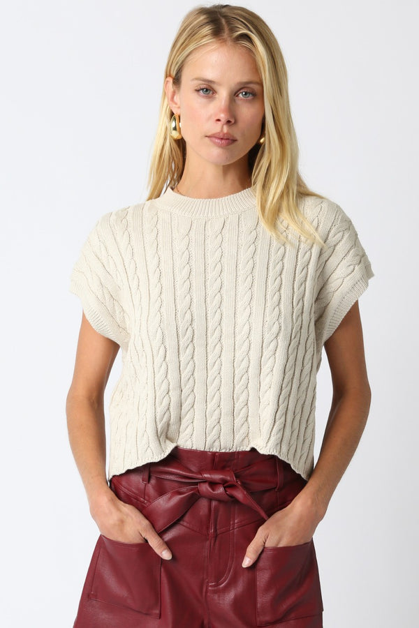 Alina Cable Knit Sweater Vest I Oatmeal