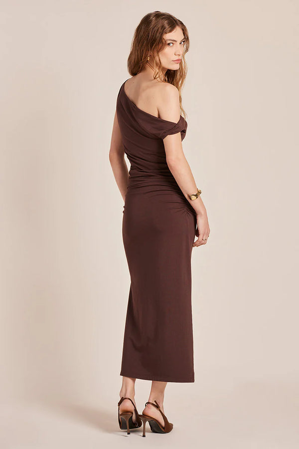 Cassie Twist Off the Shoulder Dress I Umber