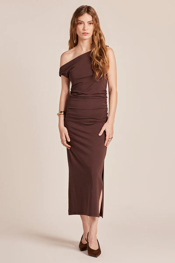 Cassie Twist Off the Shoulder Dress I Umber