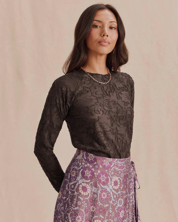 Cecelia Floral Long Sleeve Top I Java