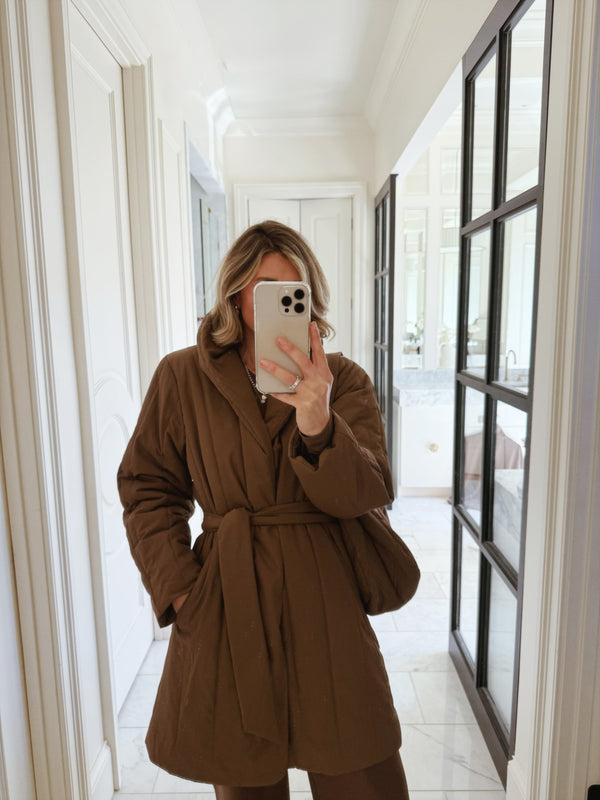 Quilted Robe Coat I Truffle