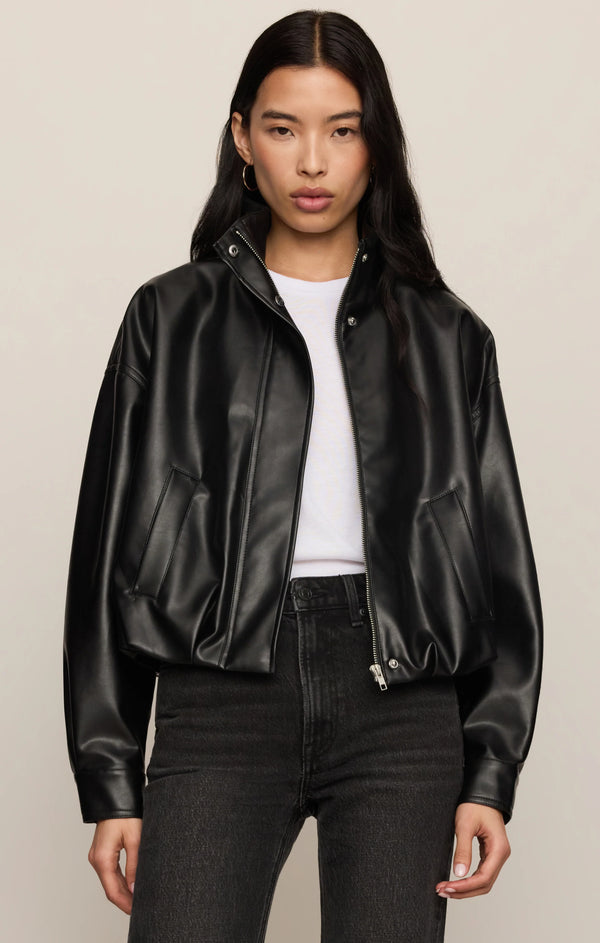 Corin Bubble Hem Faux Leather Jacket