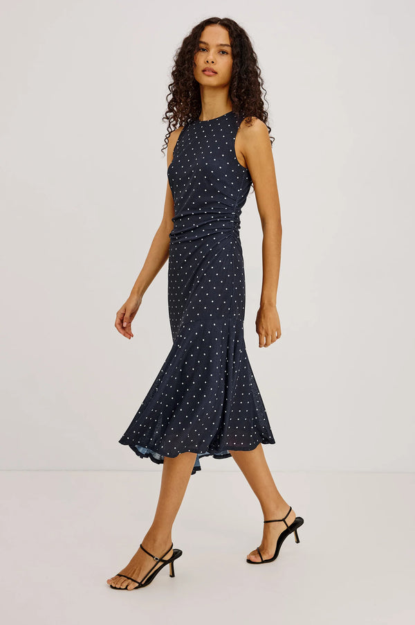 Daija Dress I Navy Polka Dot
