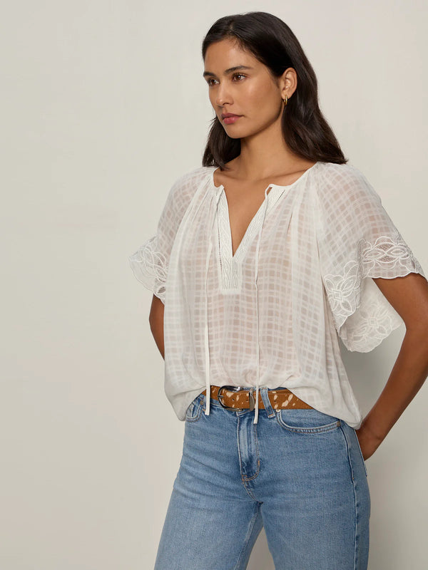 Easy Brunch Embroidered Blouse I Chalk
