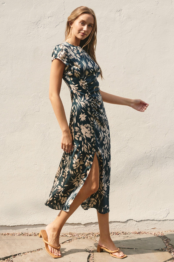 Flora Side Ruched dress | Teal