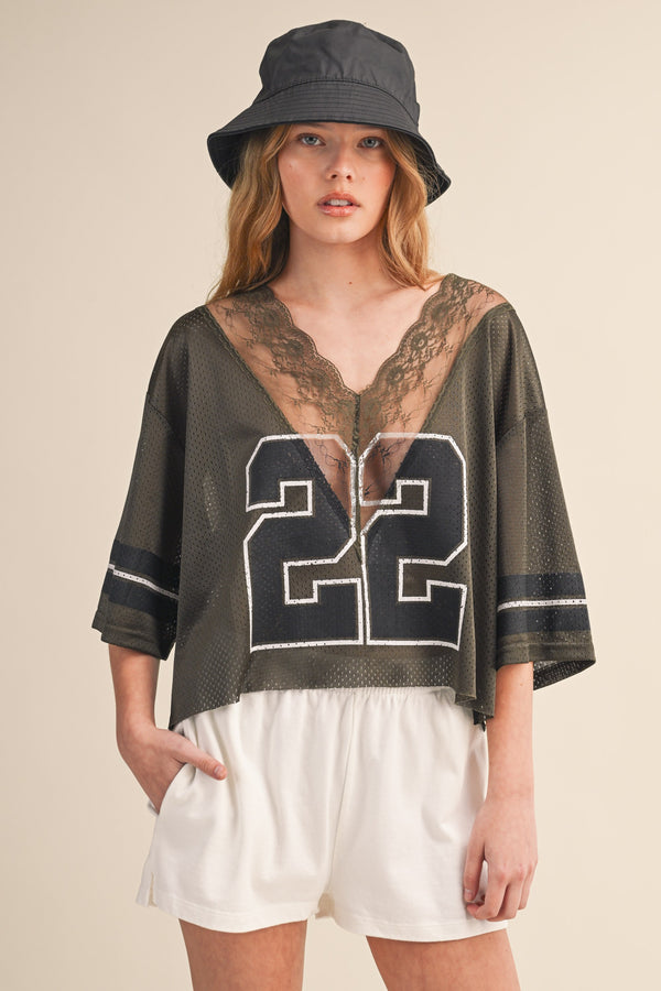 Game Day Lace Jersey I Olive Green