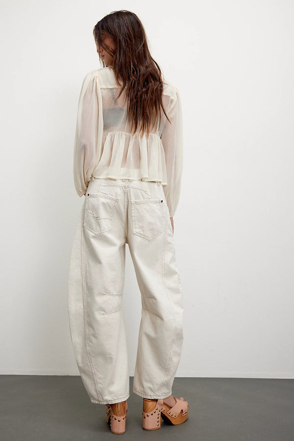 Good Luck Mid-Rise Barrel Jean I Milk