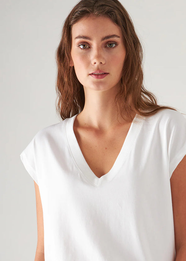 Iconic V Neck Dolman Tee I White