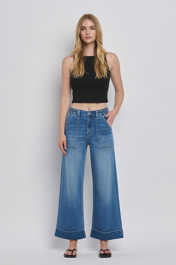 Deb Double Cuffed Baggy Wide Jeans