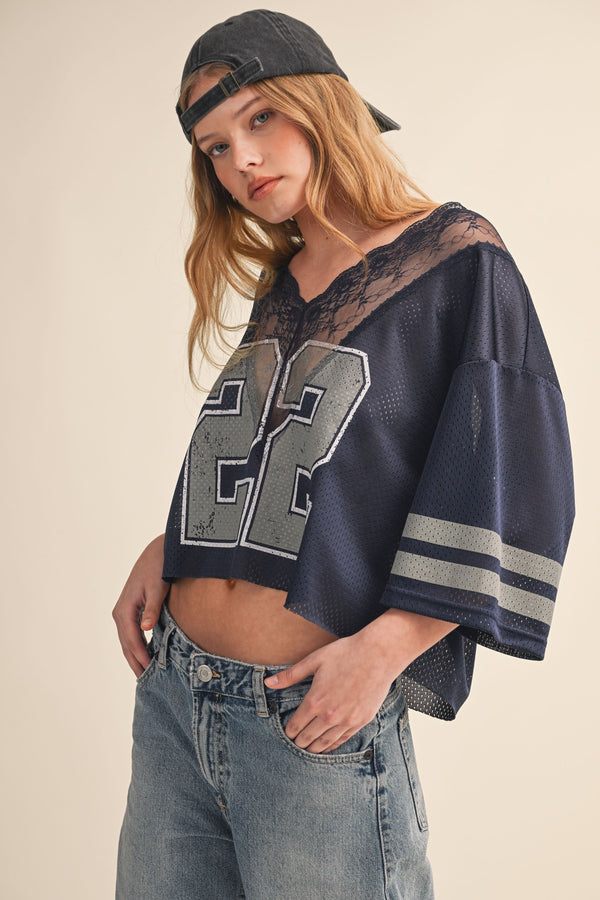Game Day Lace Jersey I Navy
