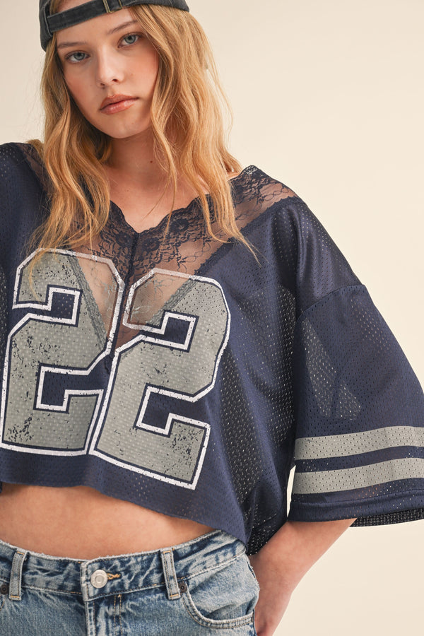 Game Day Lace Jersey I Navy