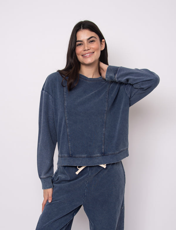 Kacey French Terry Pullover I Denim Blue
