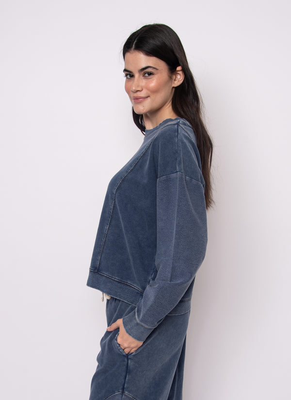 Kacey French Terry Pullover I Denim Blue