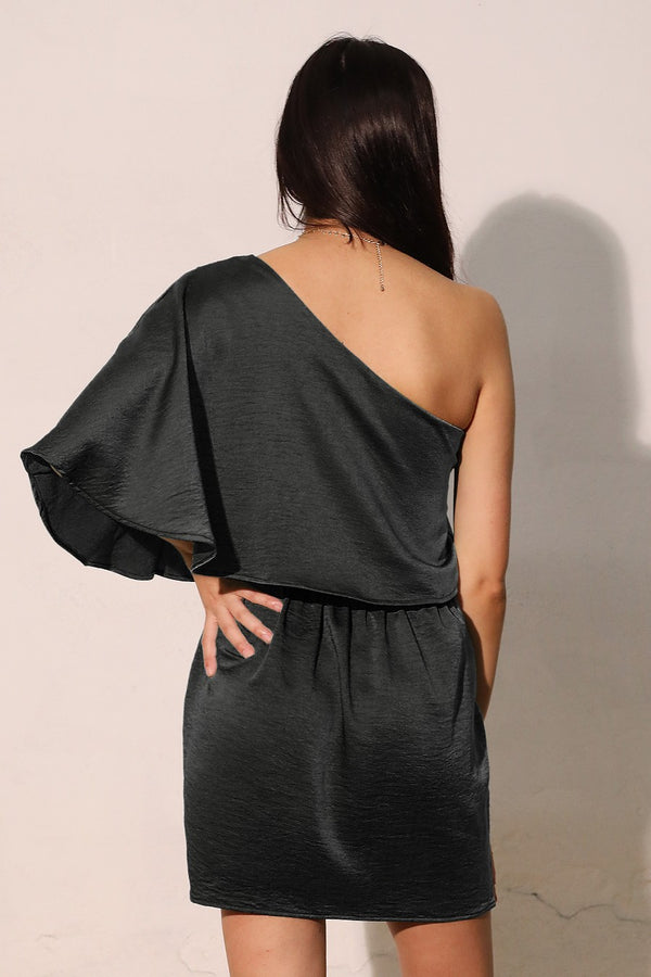 Kelly One-Shoulder Dress I Black