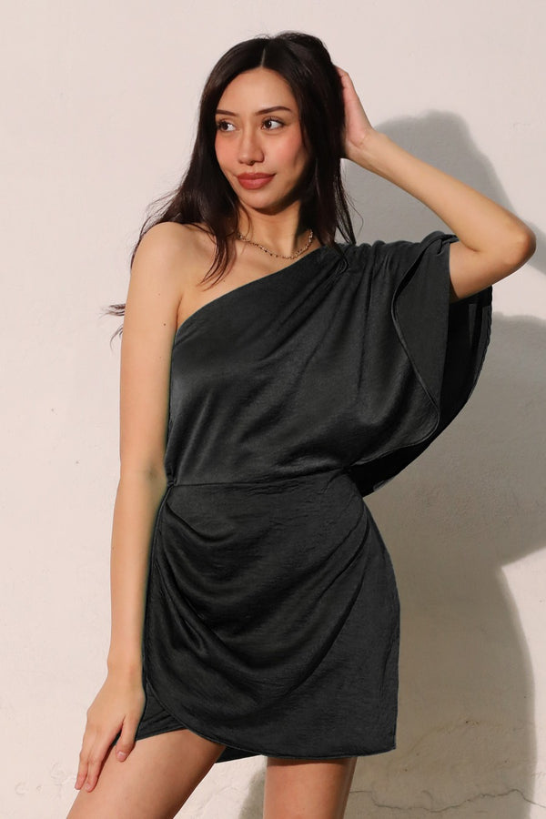 Kelly One-Shoulder Dress I Black