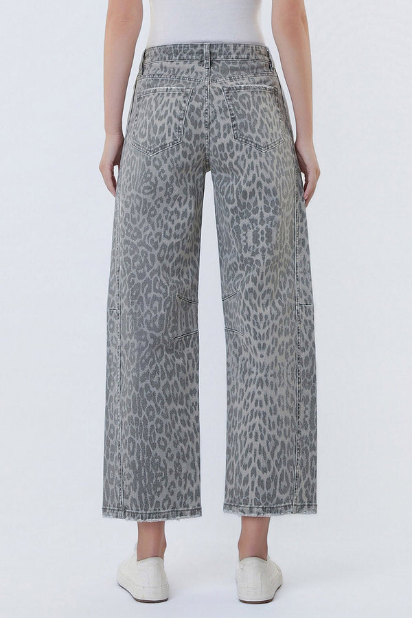 Lana Leopard Drawstring Barrel Jeans