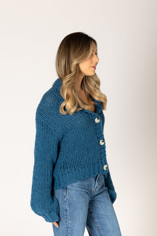 Hand Knit Heart Cardigan