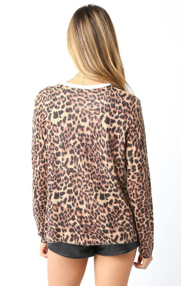 Leora Lined Crew Neck Sweater I Leopard